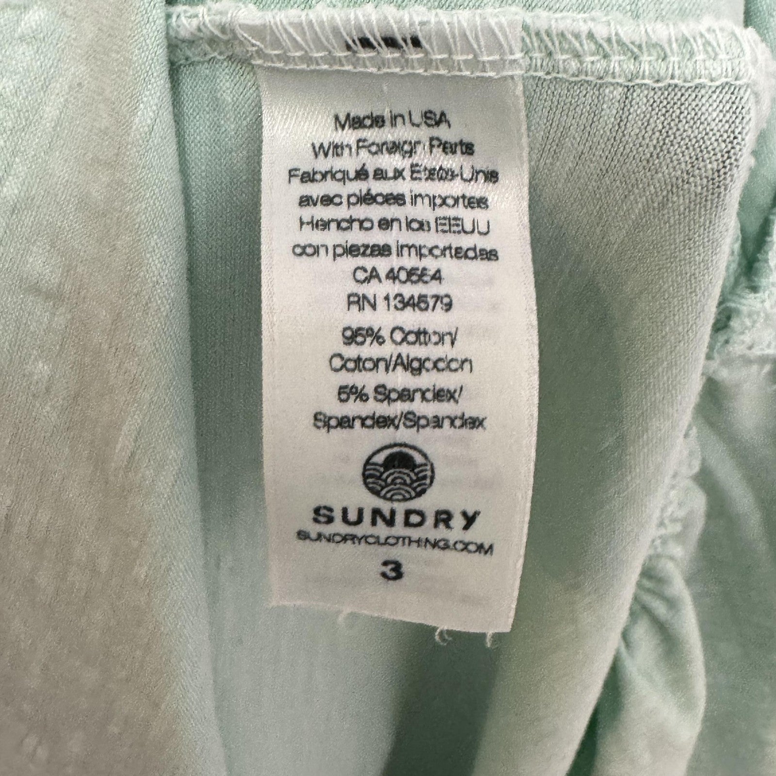 Sundry Dress Womens Size 3 Large Mint Green Ruffle Maxi Sleeveless Made USA
