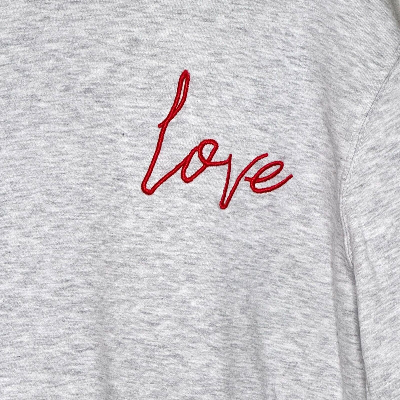 French Connection Love Sweatshirt Size Large Grey w Red Embroidery