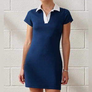 Abercrombie YPB Your Personal Best Polo Dress Size Medium neoKnit NEW Navy Blue