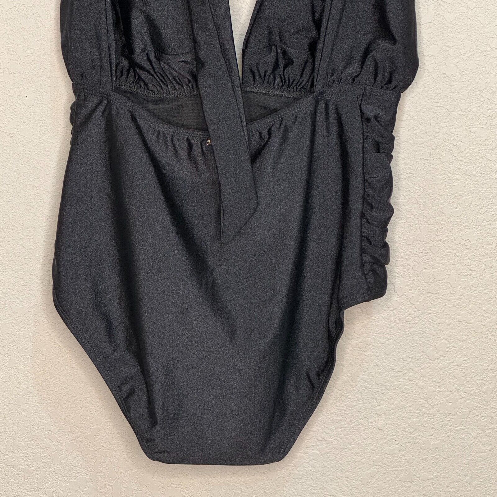 Nicole Miller 6 Way Convertible One-Piece Swimsuit Ruched Side Black Size Medium