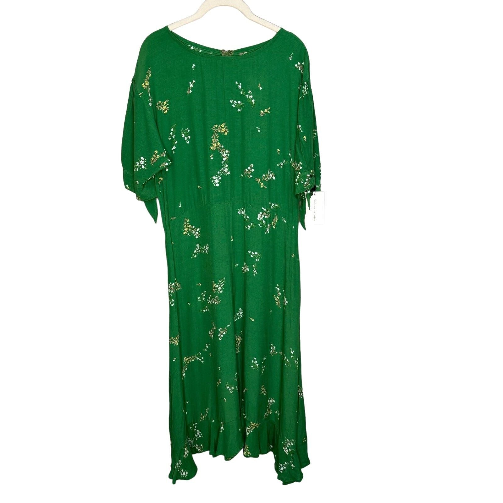 Faithfull The Brand Emilia Midi Green Floral Print Midi Dress Size 10 Flair Style