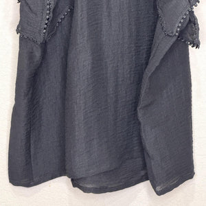 Sabina Musayev Melody Shirt Womens Large Black Ruffle Flutter Sleeve Lace Boho