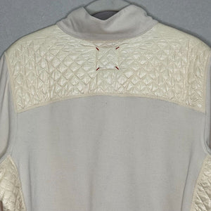 Tommy Bahama Sweatshirt Pullover Size Large Ivory Aruba Quilted Half Snap Knit