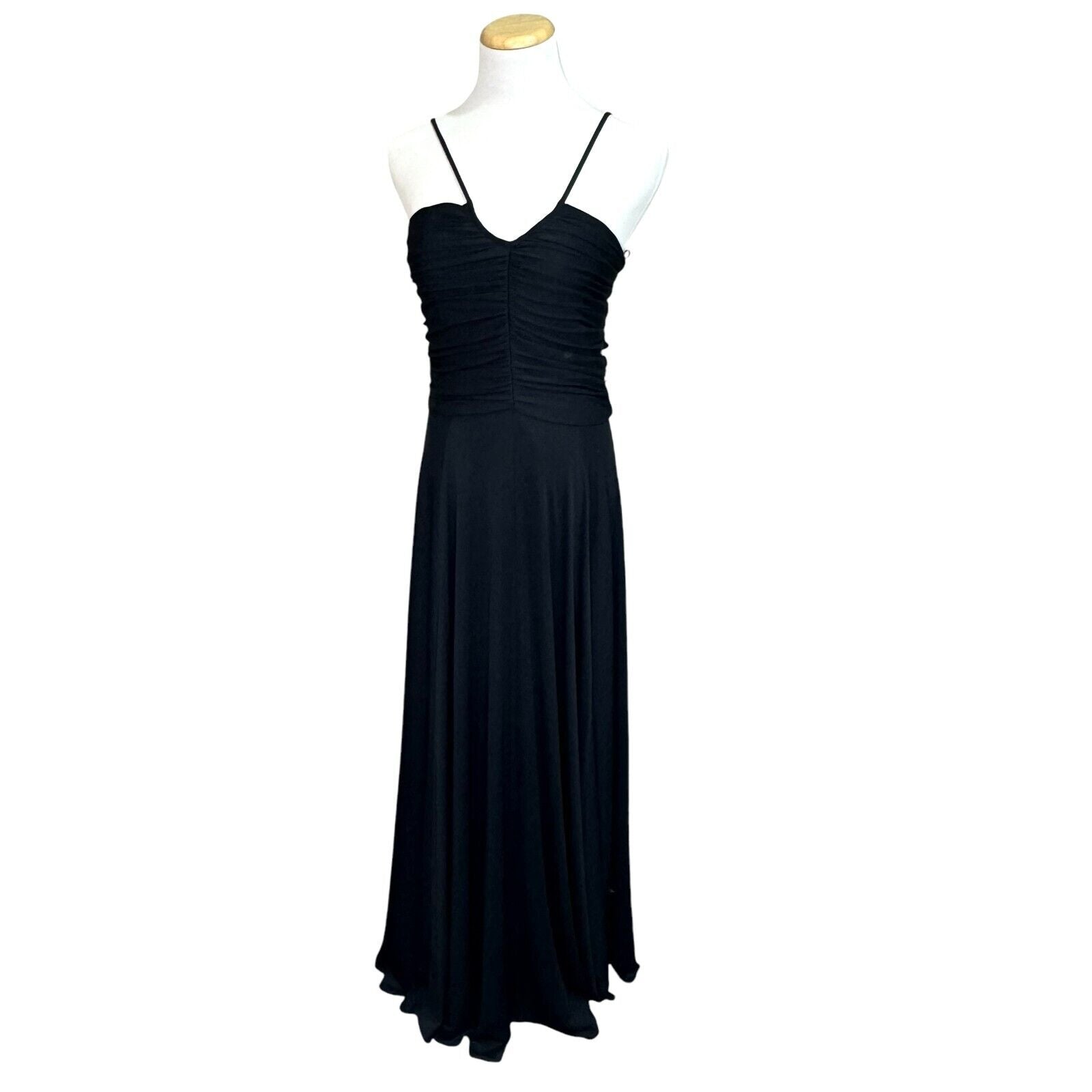 Halston Heritage NEW Black Jersey Ruched Maxi Dress Size Small $425