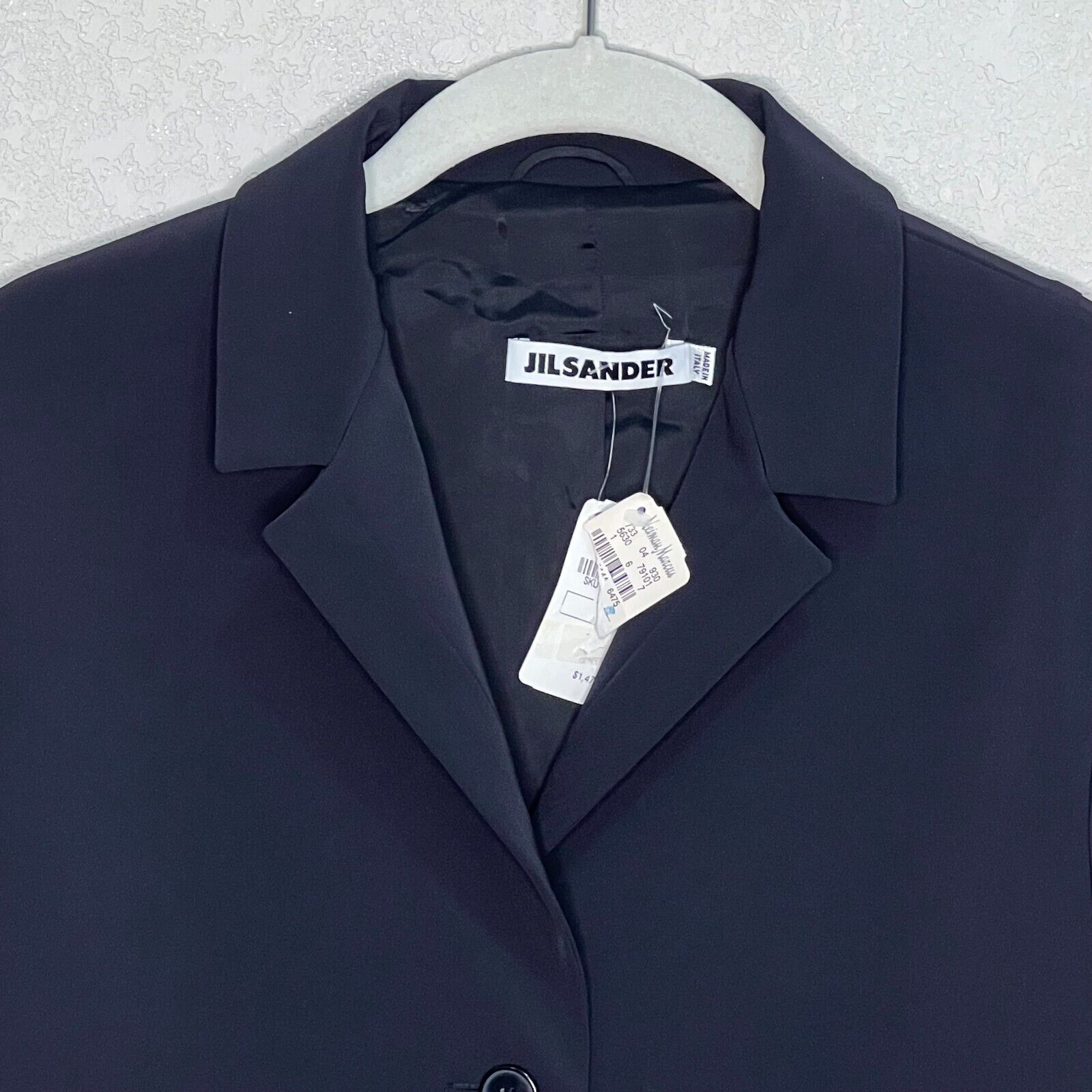 Jil Sander Blazer Jacket Size 6 NEW Black Three Button Notch Lapel $1475