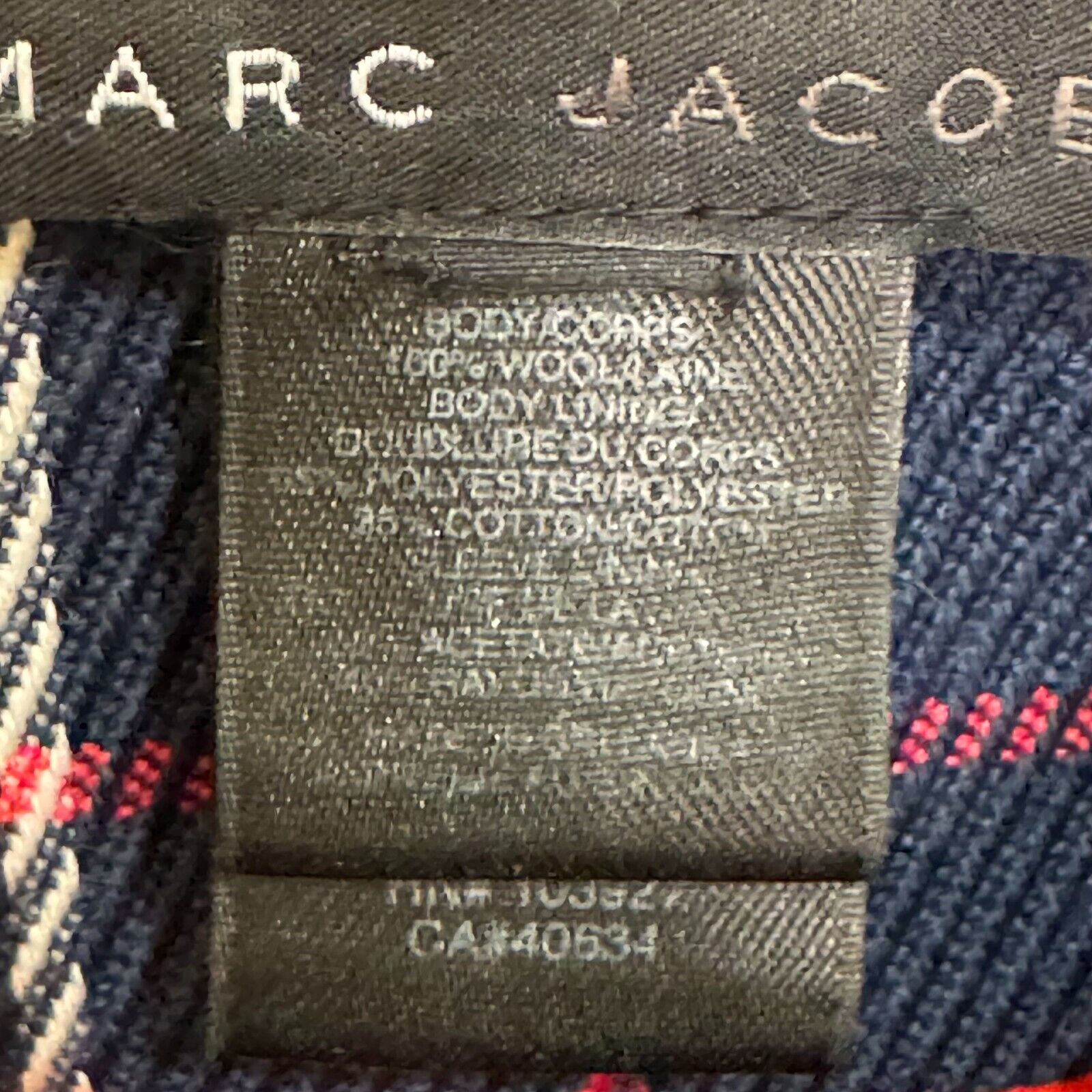 Marc Jacobs 2003 Double Breasted Blue Plaid Wool Coat Red Buttons Size XS/S