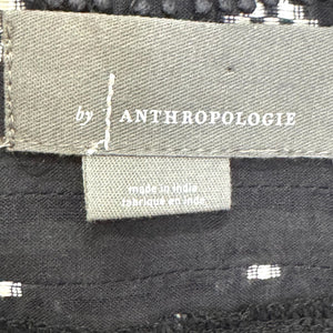 Anthropologie Top Size Small Black White Motif V Neck Tie Waist Surplice Blouse
