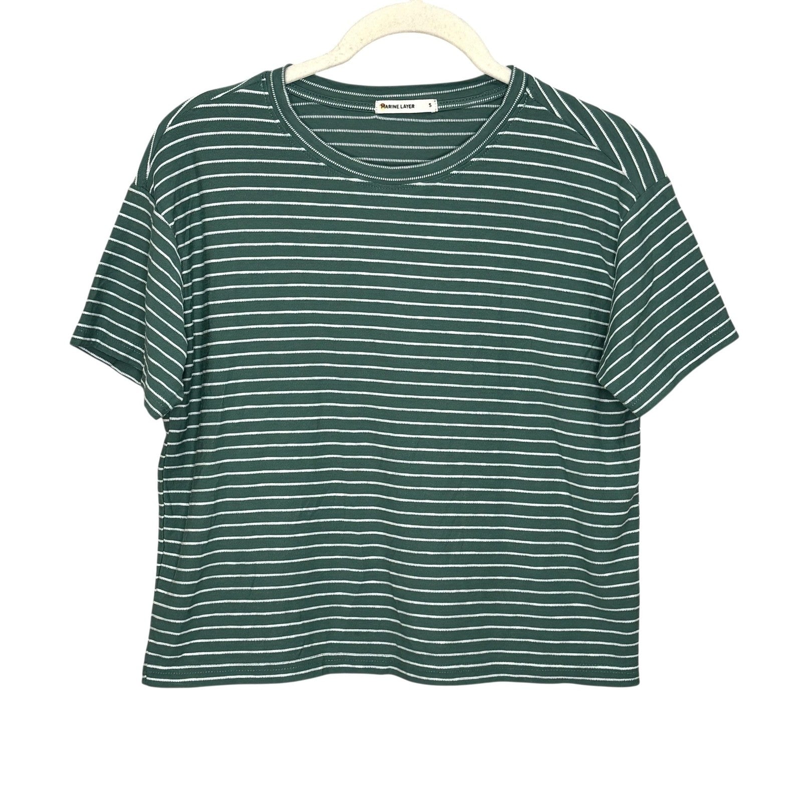 Marine Layer Shirt Womens Small Stripe Cropped Boxy Summer Modal 15158
