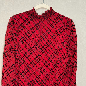 Tommy Hilfiger Red Plaid Mock Neck Long Sleeve Chiffon Shift Dress Size 12