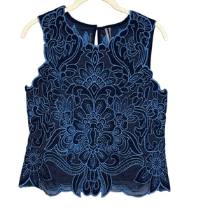 Anthropologie NEW Blue Motif The Lainie Floral Lace Velvet Tank Top Size Small