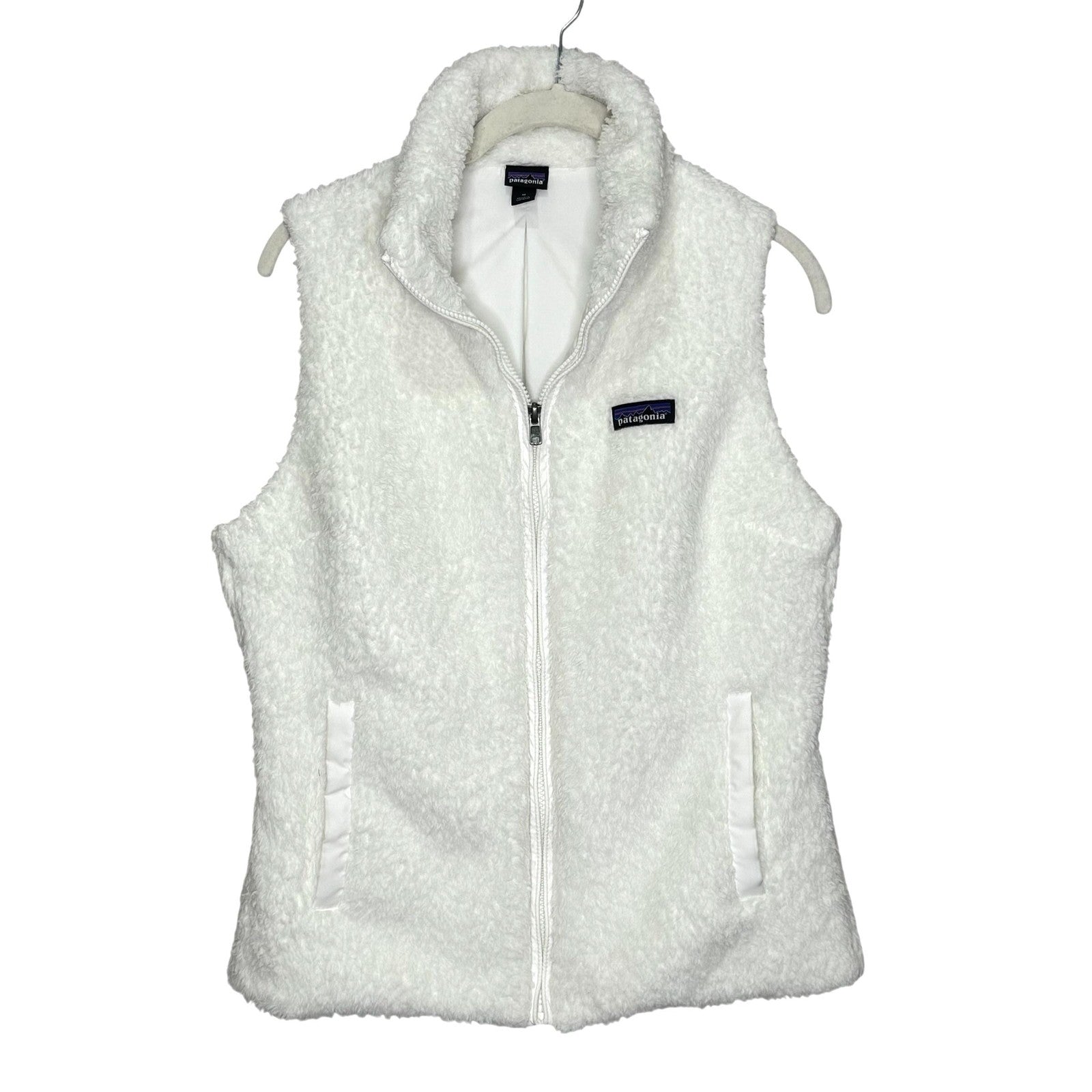 Patagonia Vest Womens Medium White Full Zip Fleece Sherpa Retro Pile 25216FA21