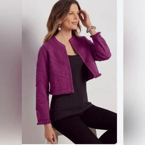 Soft Surroundings Rishi Bolero Quilted Crop Jacket Size Medium Purple