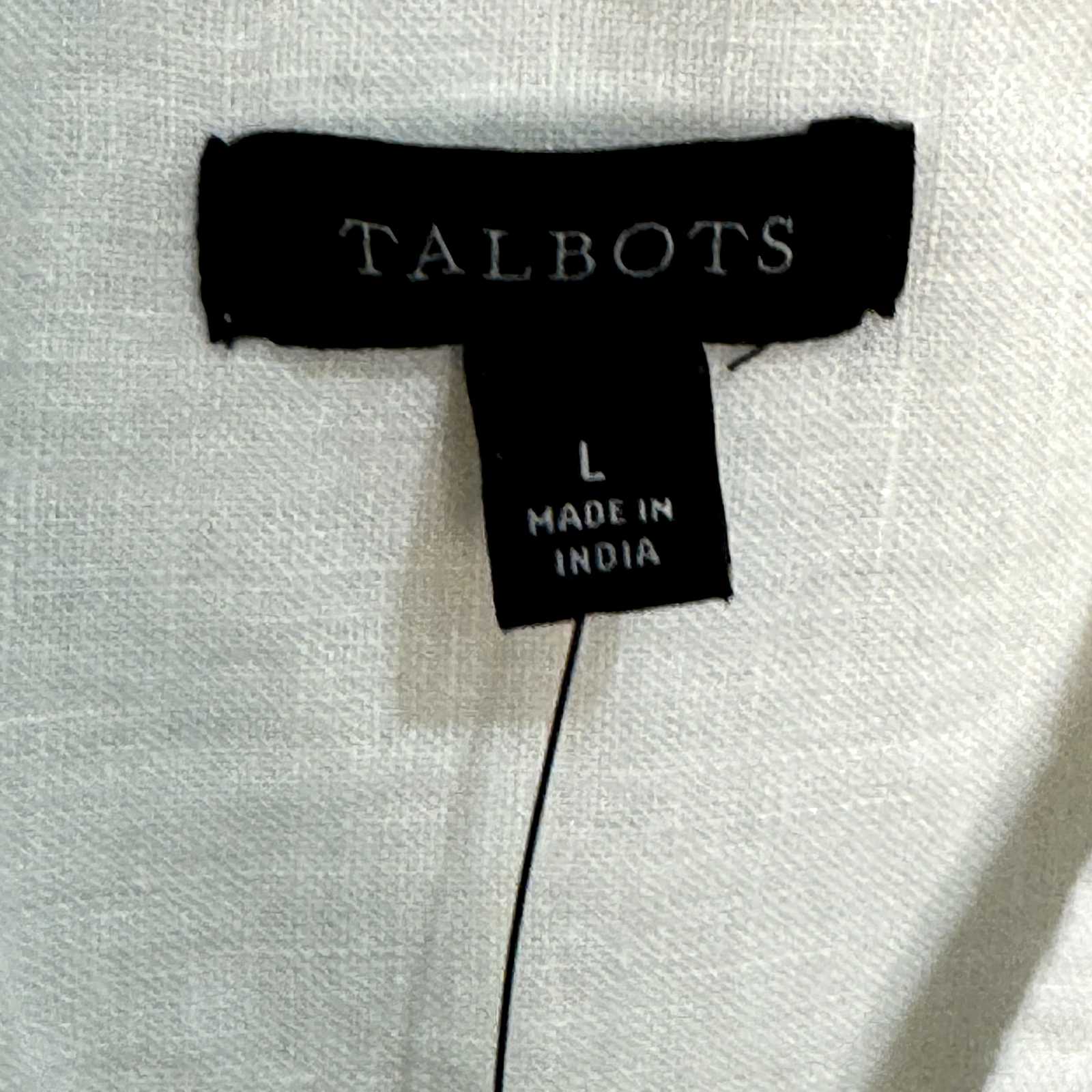 Talbots White Linen Band Collar Popover Top Shirt Cross Dye Size Large NEW $99