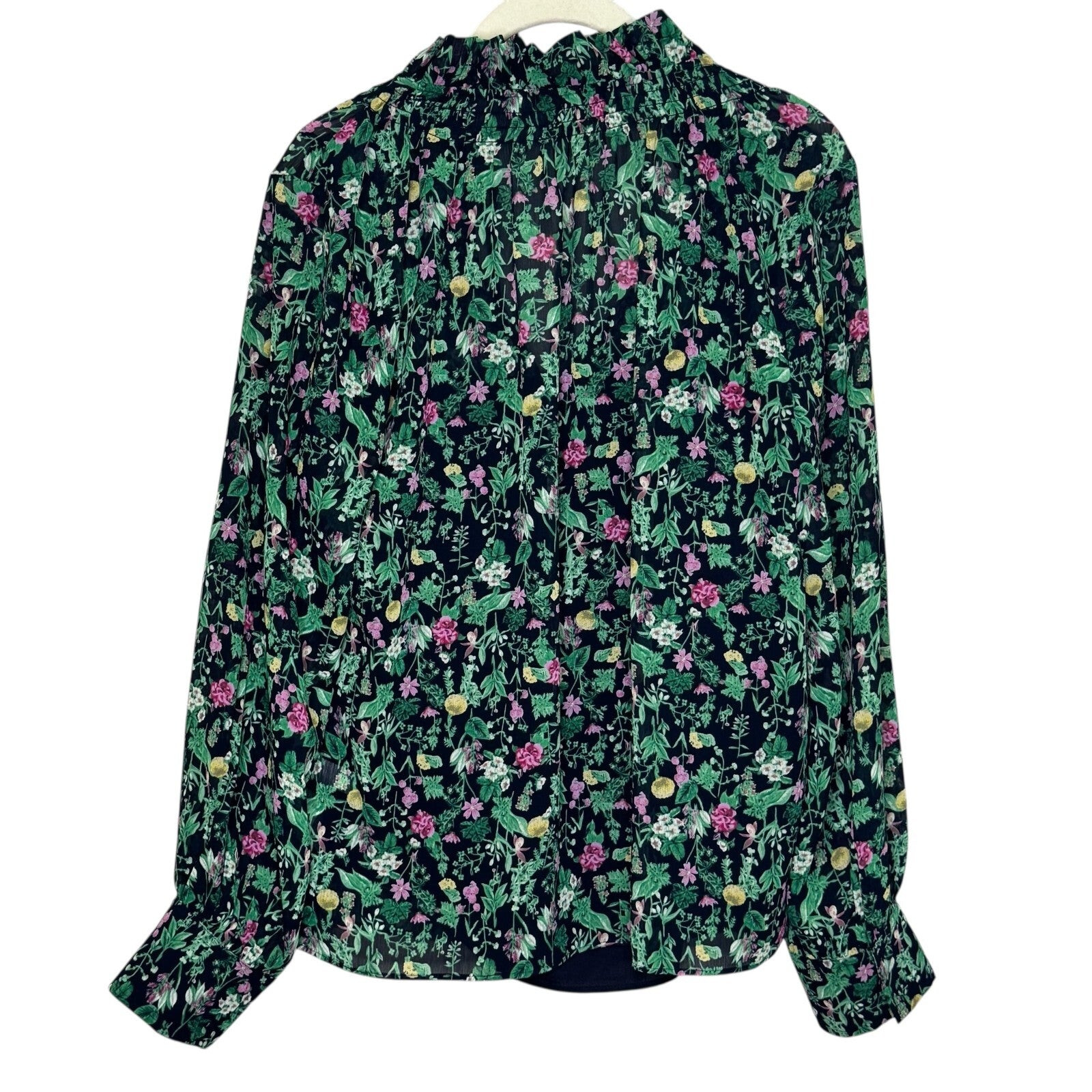 J. Crew Ruffle Top w Cami Size Medium Floral Garden Drapey Tie-Neck