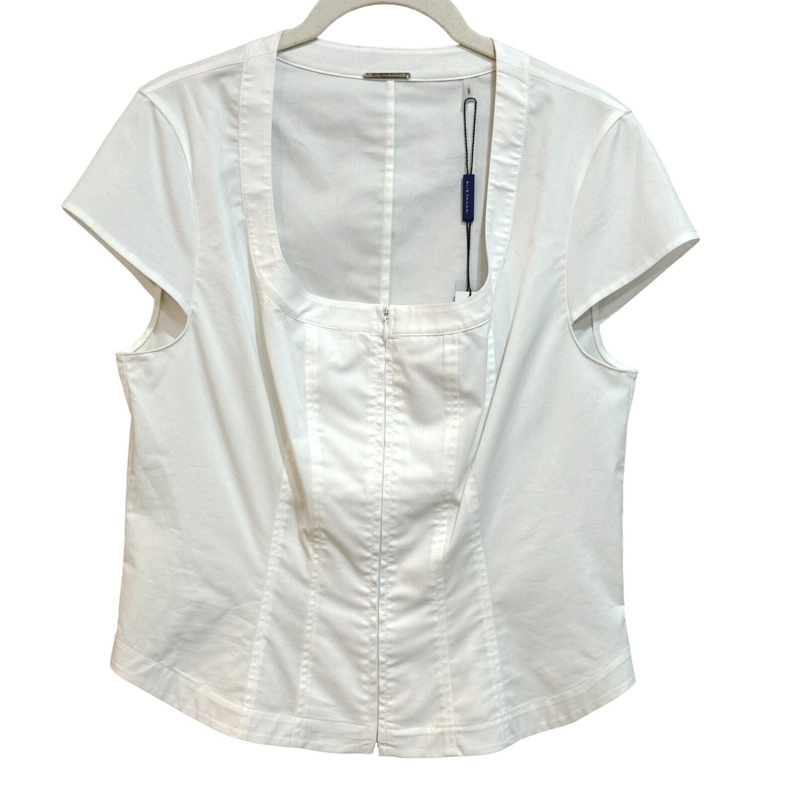 Elie Tahari Women's White Poplin Corset Shirt Size Small NEW