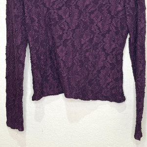 Double D Ranch Long Sleeve Lace Top Size Medium Plum Burgundy