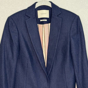 Maison Scotch Womens Navy Blue Wool Blend Lined Blazer Jacket US Size Medium 10