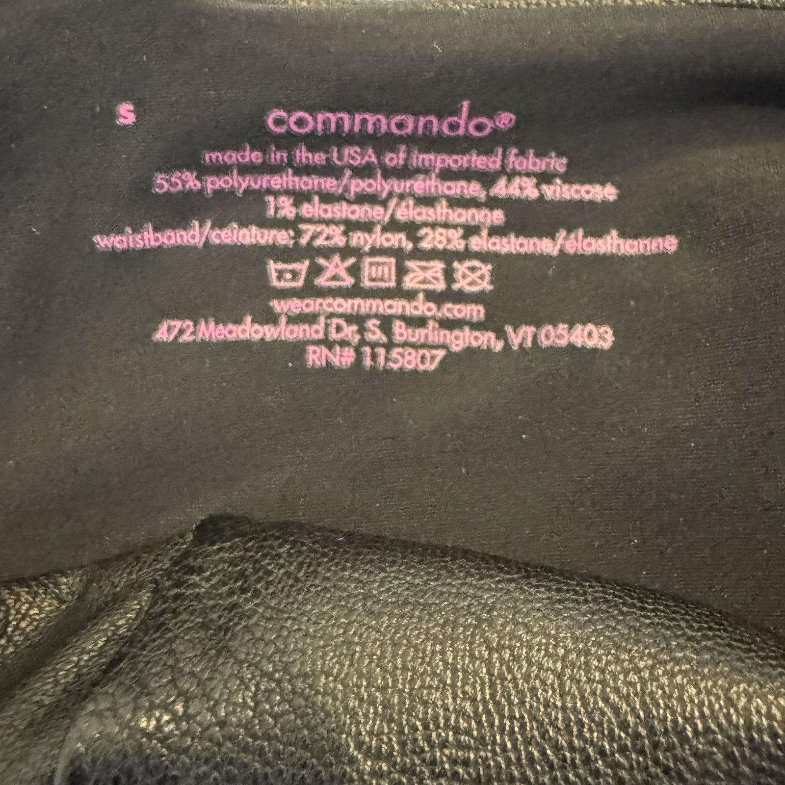 Commando Leggings Womens Small Black Faux Leather Perfect Control Made USA SLG06