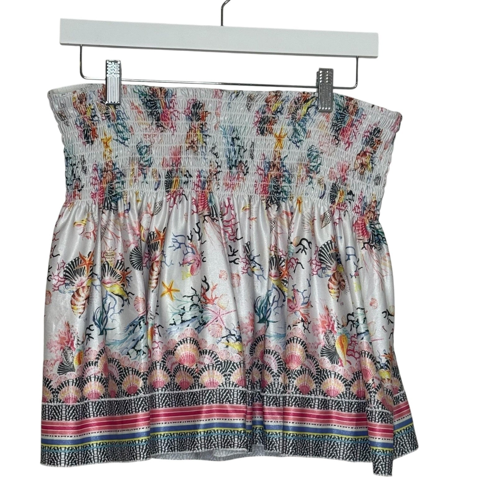 Lucky in Love Skort Womens Large Shell Yeah Sea Life Print Boho Stretch Elastic