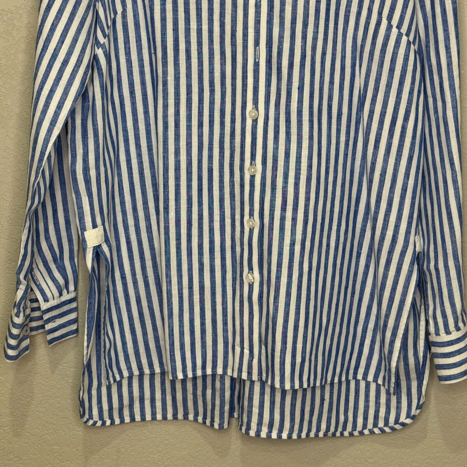 Tommy Bahama Coastalina Cabana Stripe Linen Tunic Size Small Sea Blue