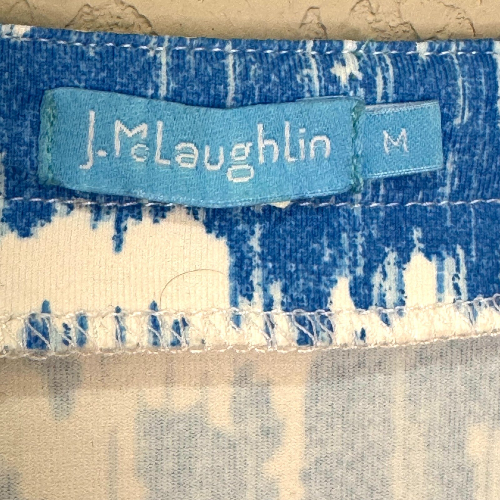 J McLaughlin Dress Size Medium Blue White Catalina Cloth