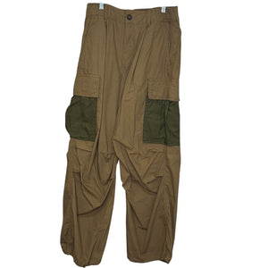 Anthropologie Olive Green Cargo Parachute Pants Size 8 Contrast Pockets Cotton