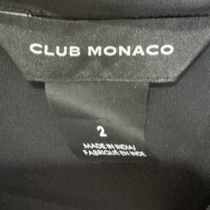 Club Monaco Shoanah Dress 2 Black Olive Pleated Colorblock Midi Shirt Collared