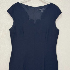 David Meister Dress Size 8 Black Scallop Neck Cap Sleeve Career