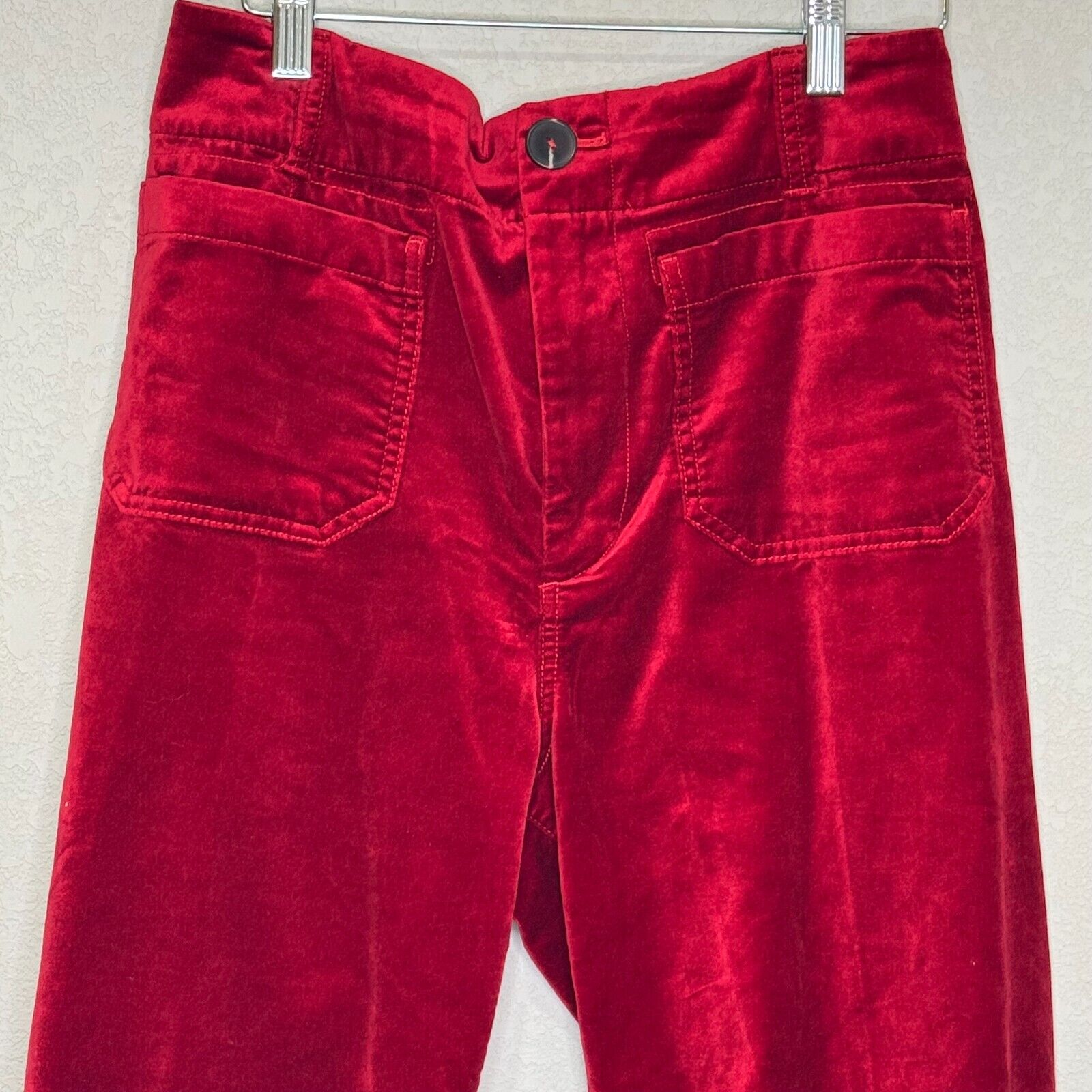 Anthropologie Maeve The Colette Cropped Wide-Leg Pants Size 28 Red Velvet