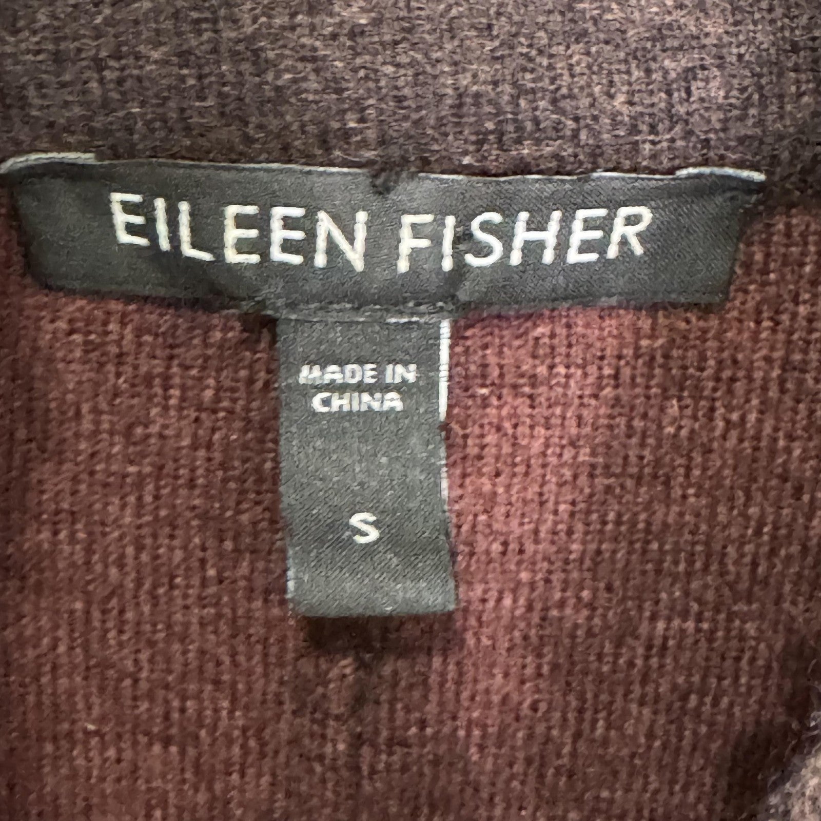 Eileen Fisher Blazer Jacket Womens Small Brown Burgundy Merino Wool Knit Button