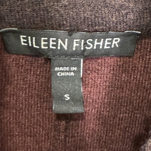 Eileen Fisher Blazer Jacket Womens Small Brown Burgundy Merino Wool Knit Button