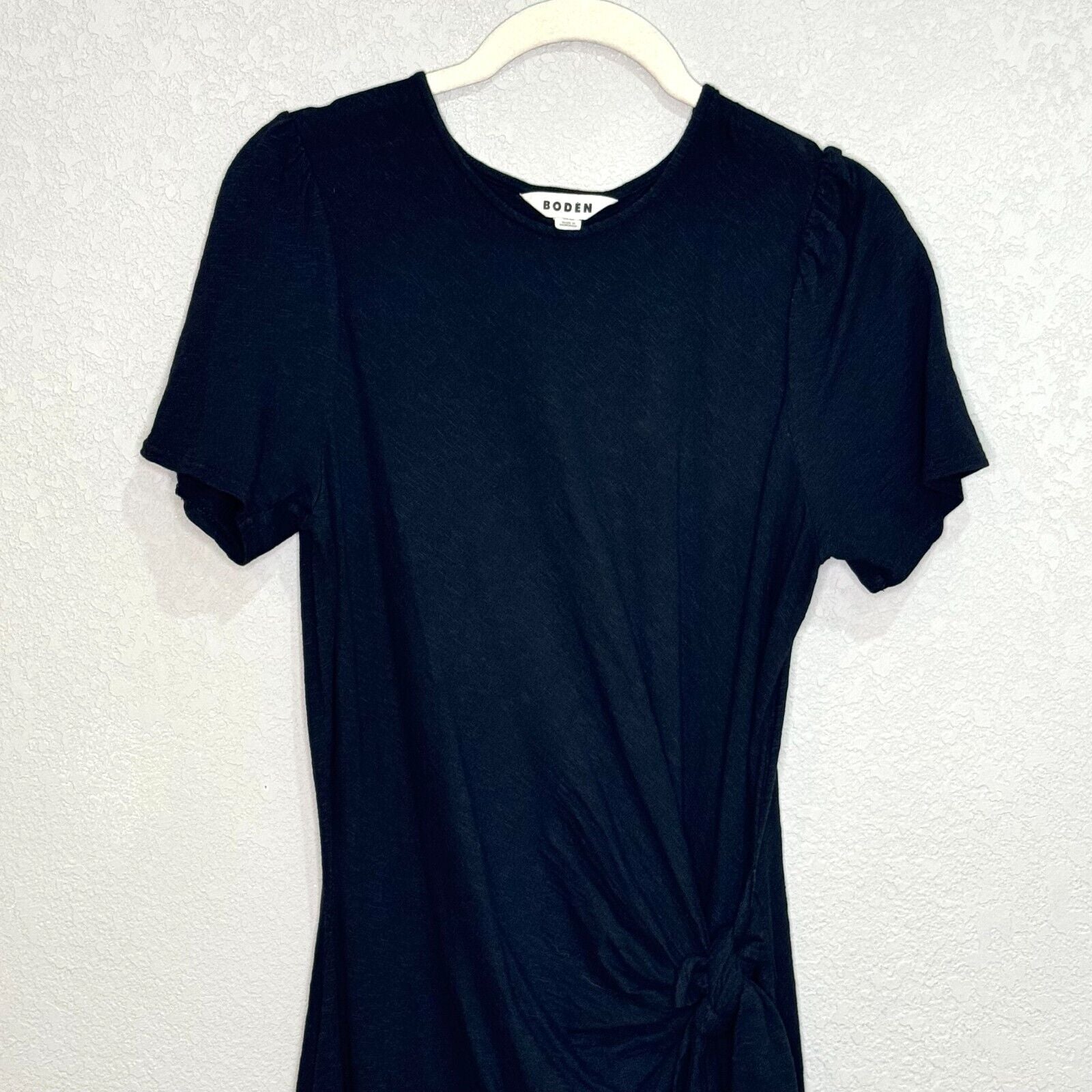 Boden Black Knot Front Short Sleeve Jersey Midi Dress Size 8