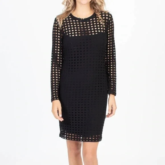 T by Alexander Wang Black Dress Size Medium Circle Hole Long Sleeve Sexy