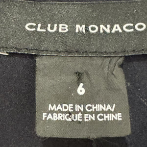 Club Monaco Dress Womens 6 Navy Blue V-Neck Wrap Sheath Lined Zip Back Office
