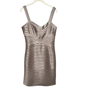 BCBGMaxazria NEW Pumice Beige Rivas Bandage Bodycon Mini Dress Size 10 $328