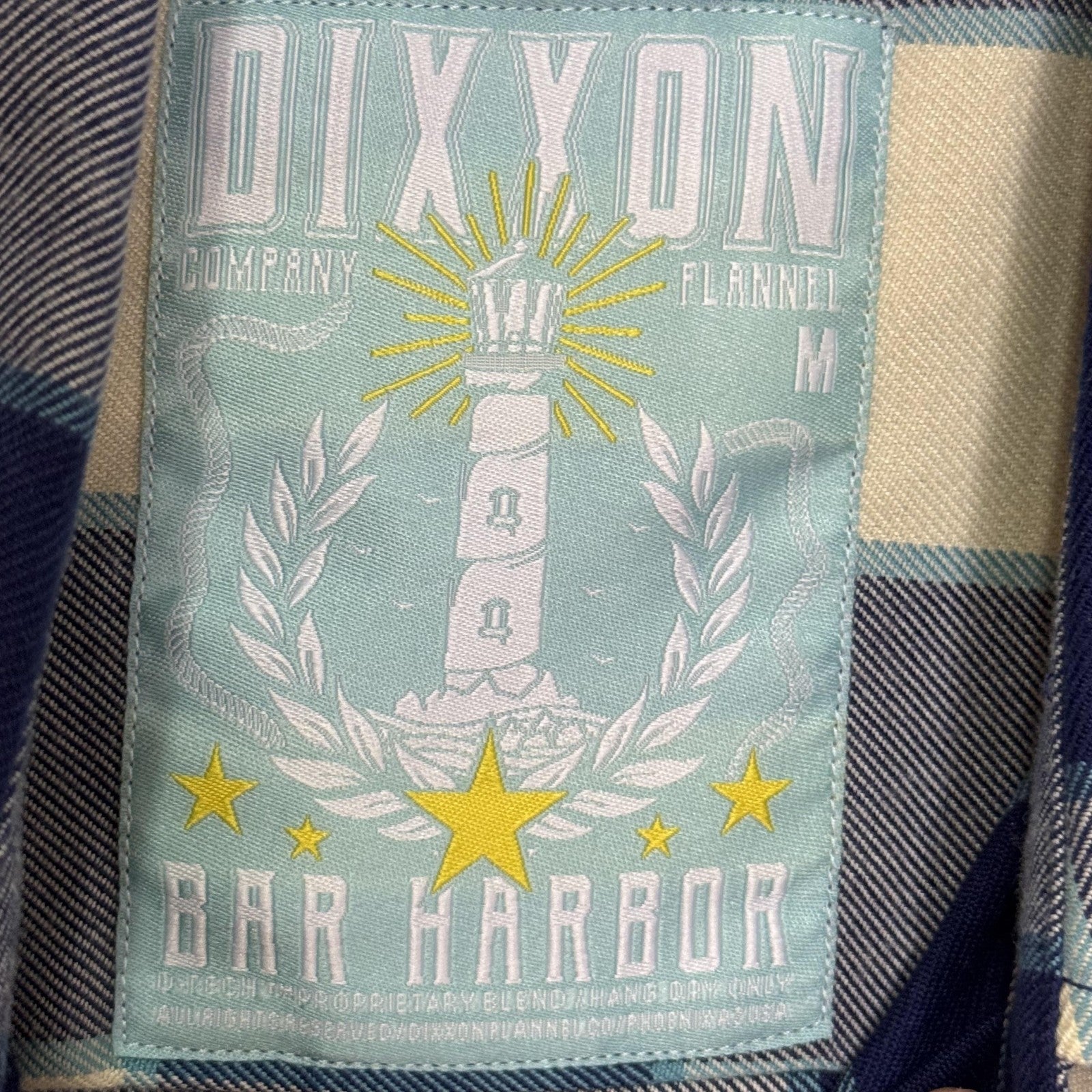 Dixxon Flannel Co Shirt Womens Medium Blue Gray Cream Plaid Bar Harbor Workwear