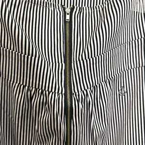 Volcom Frochickie Dress Womens Small Black White Stripe Strapless Zip Cotton