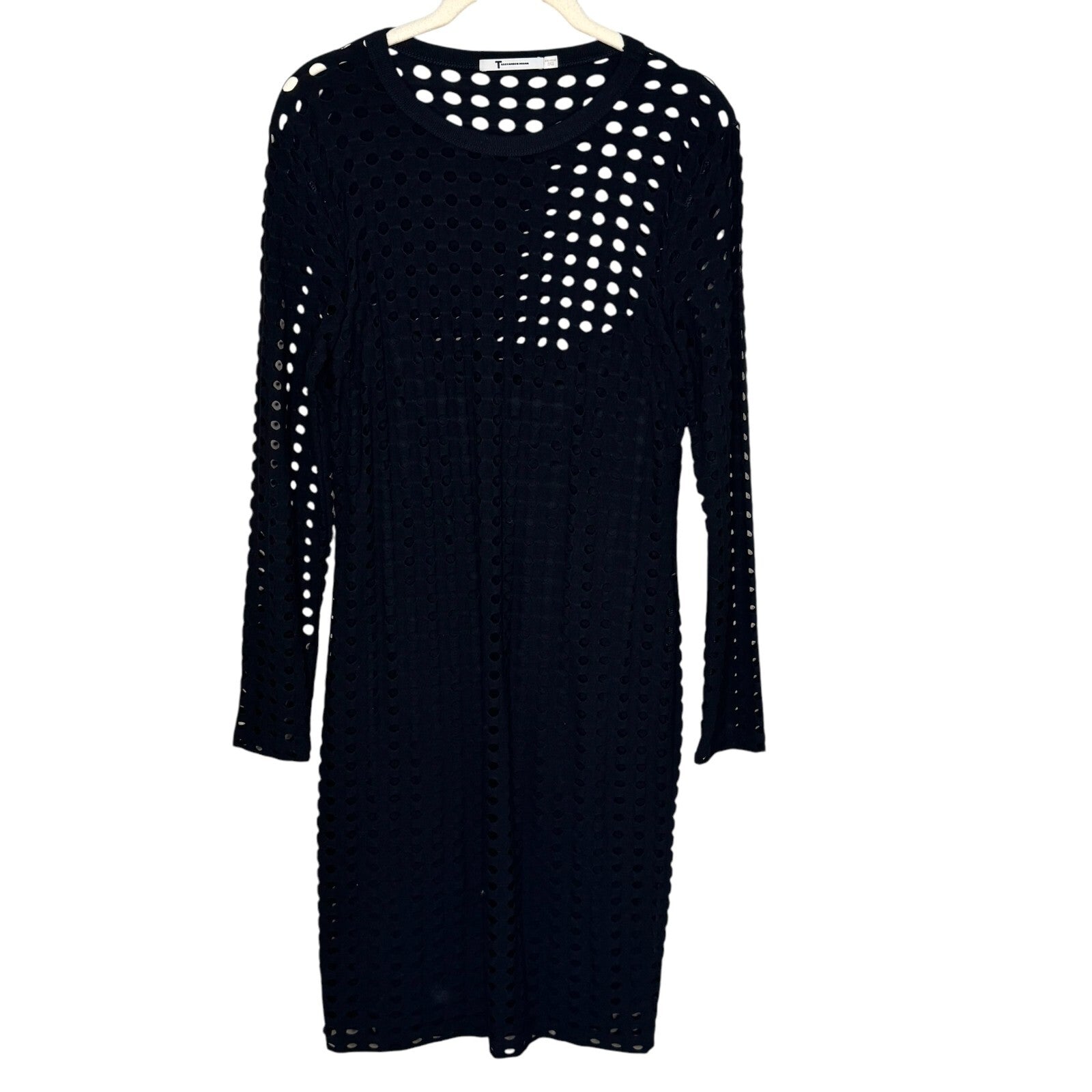T by Alexander Wang Black Dress Size Medium Circle Hole Long Sleeve Sexy