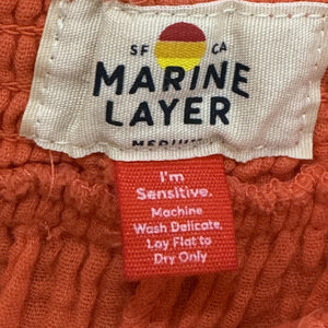 Marine Layer Pants Womens Medium Orange Gauze Wide Leg Flowy Elastic Waist 14193