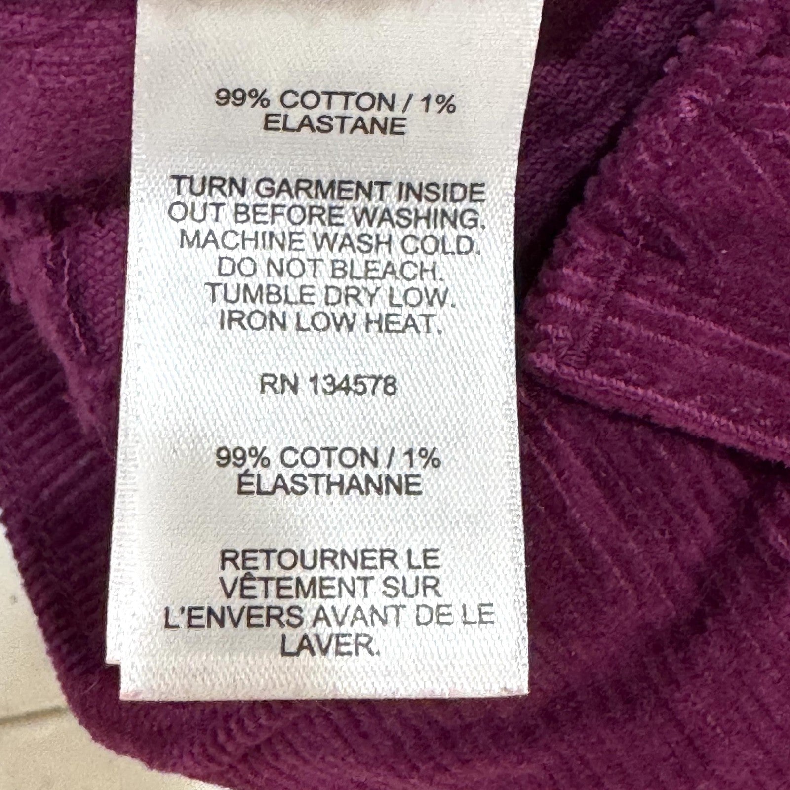 Vineyard Vines Pants Womens 28 Purple Corduroy Raw Hem Ankle Stretch 2P001366