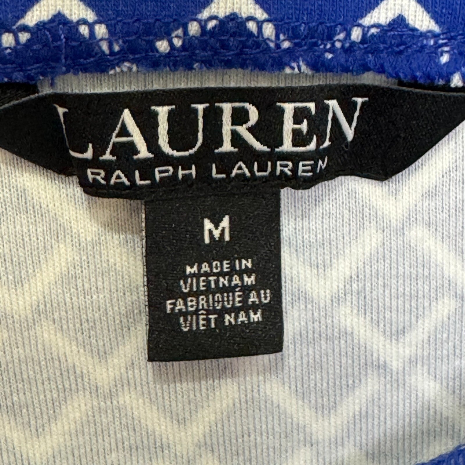 Lauren Ralph Lauren Top T Shirt Size Medium Royal Blue White Logo Boatneck