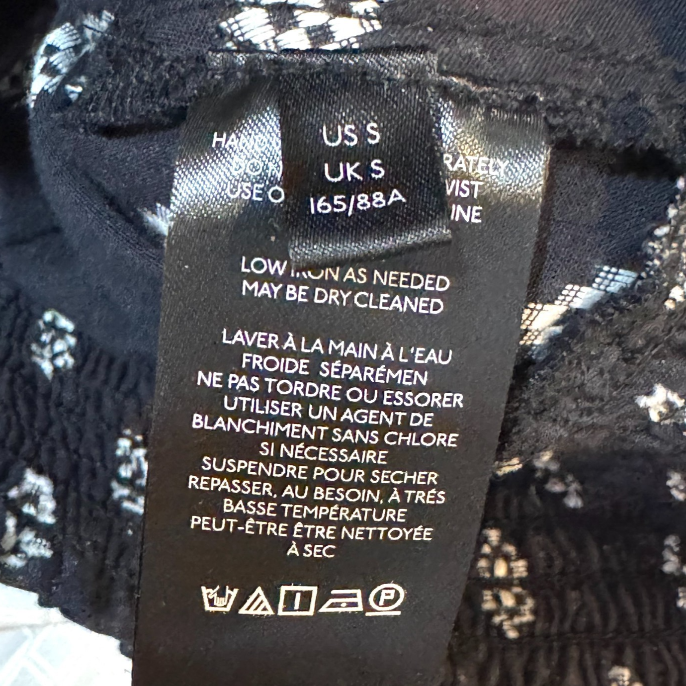 Anthropologie Top Size Small Black White Motif V Neck Tie Waist Surplice Blouse
