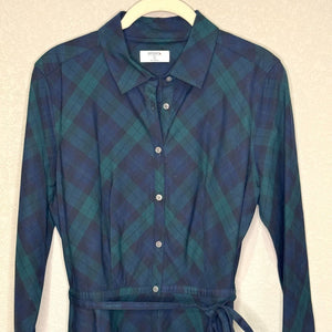 UNTUCKit Green Navy Blue Plaid Shirt Dress Size 10