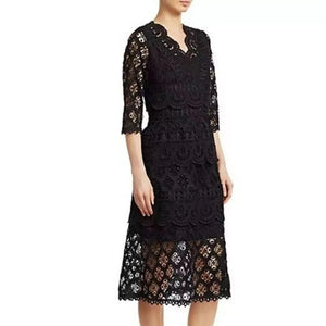 Sea New York NEW Black Laurel Lace Midi Dress $480 Size 6