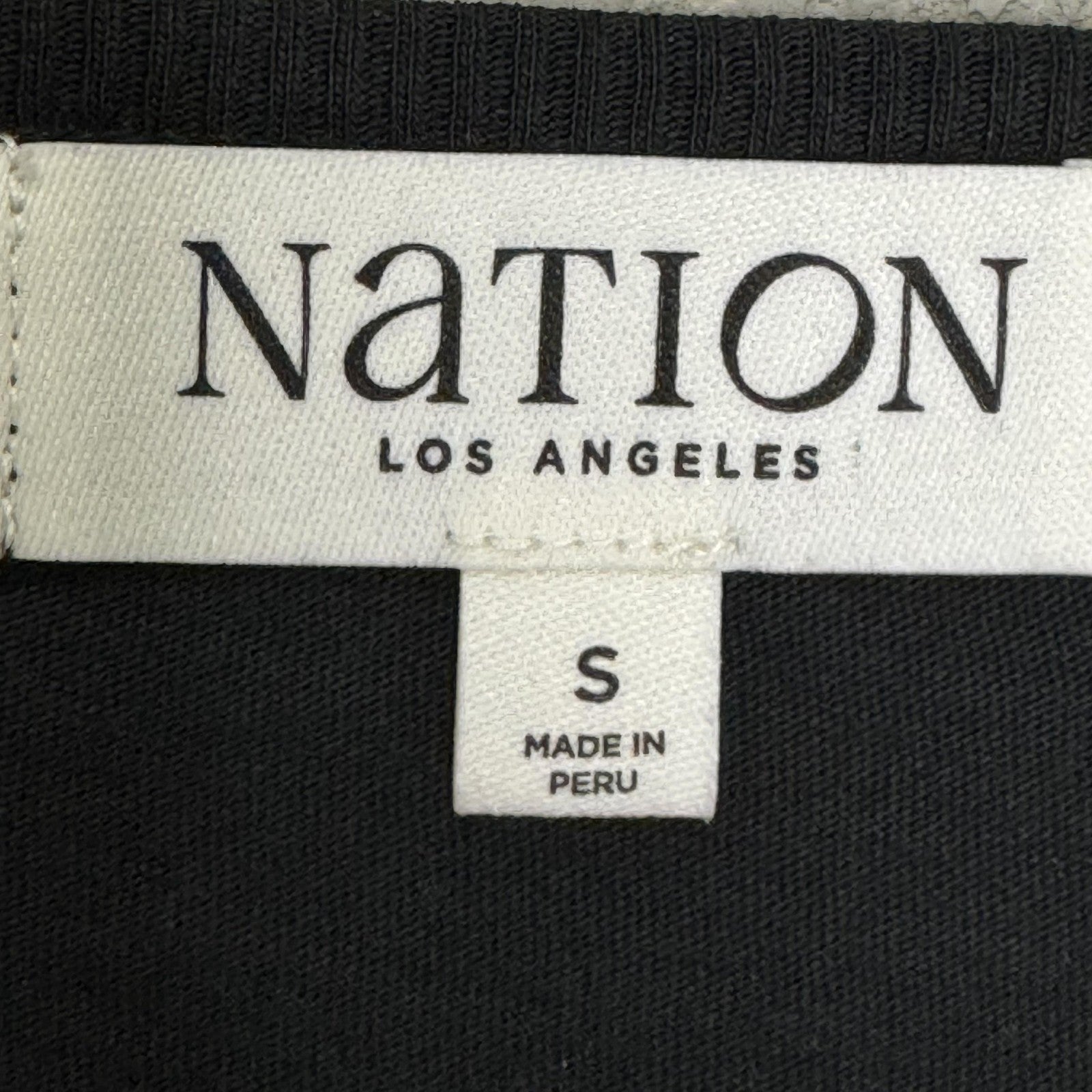 Nation Los Angeles Lian Shirt Small Black Pima Cotton Long Sleeve Notch V Neck