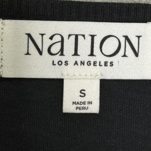 Nation Los Angeles Lian Shirt Small Black Pima Cotton Long Sleeve Notch V Neck