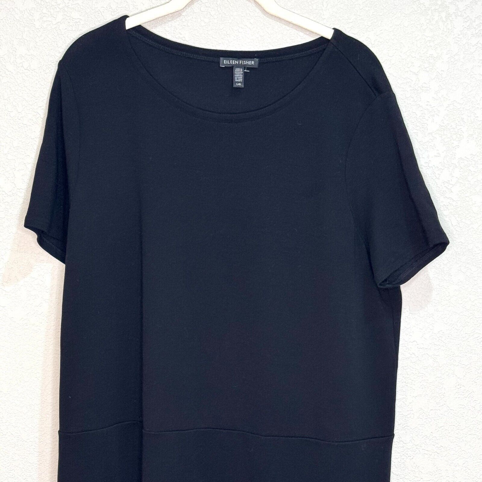 Eileen Fisher System Black Short Sleeve Dress Size Large