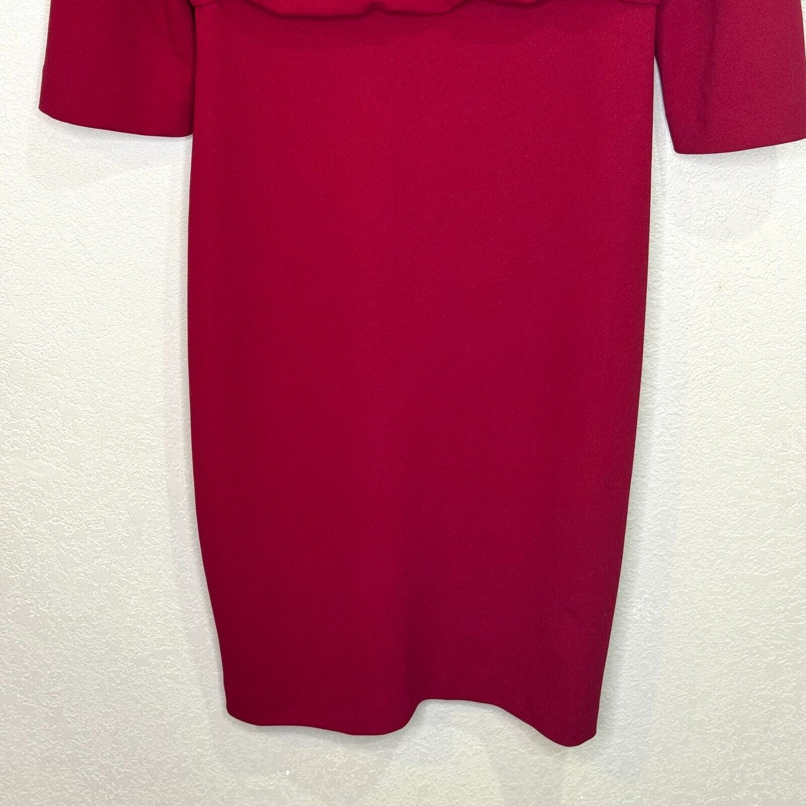 Badgley Mischka Platinum NEW Red Drape Front Pencil Dress Size 6 $159