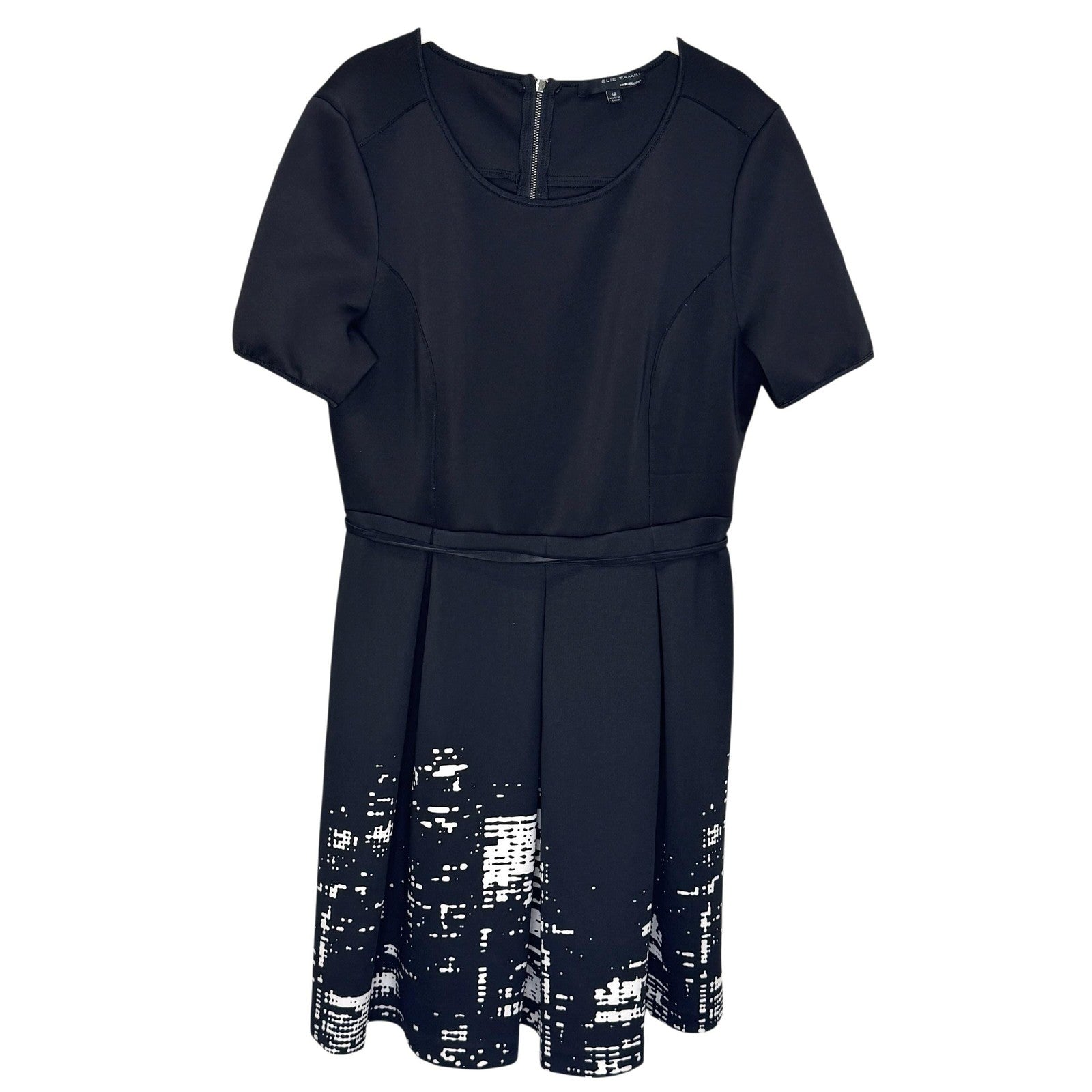 Elie Tahari DesigNation Dress Womens 12 City Print Short Sleeve Night Combo