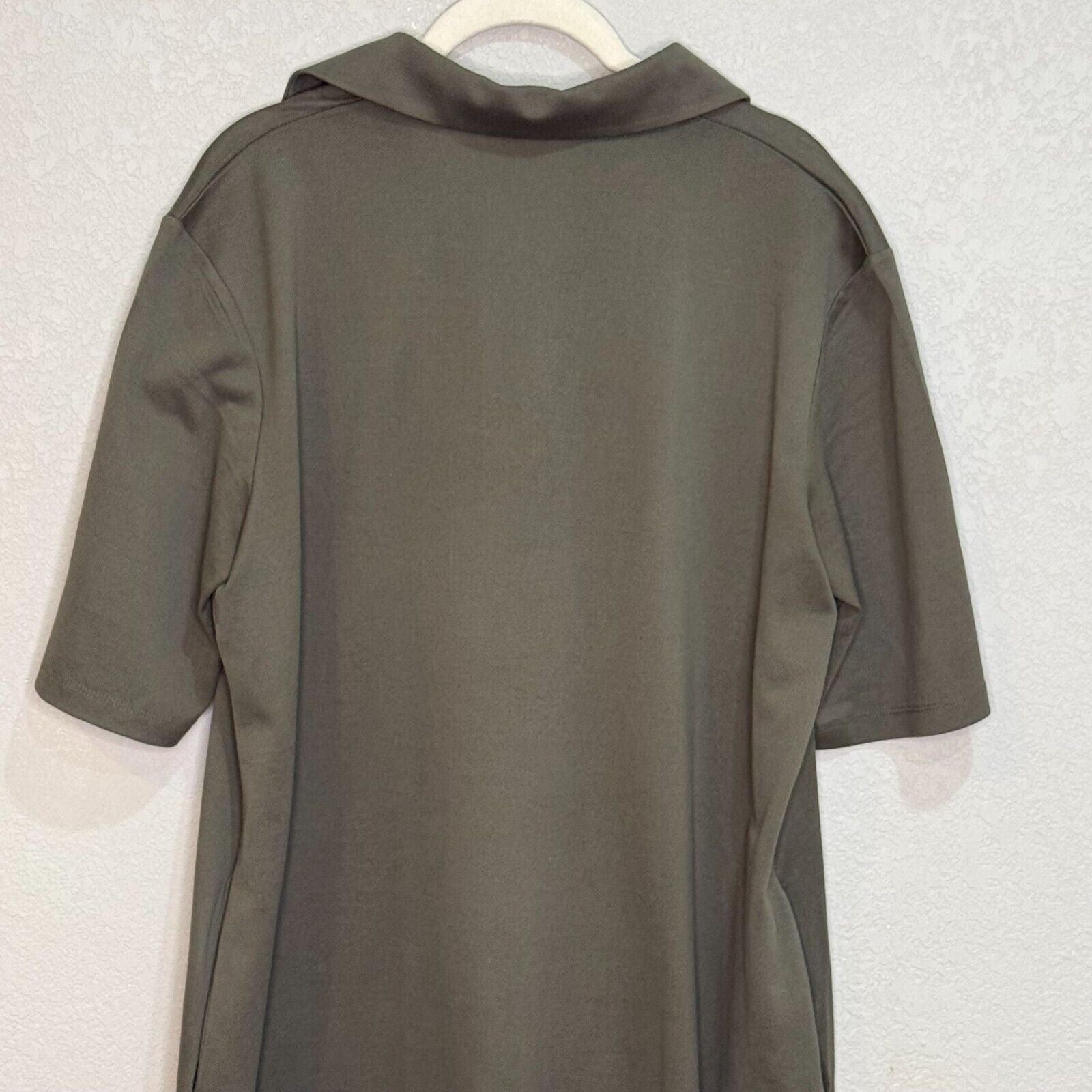 MaxMara Leisure Olive Green Enfasi Cotton Jersey Pique Polo Dress Size XL